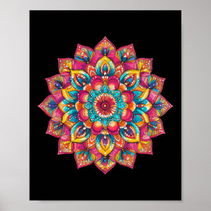 Colorful Sacred Mandala Lotus Meditation Poster