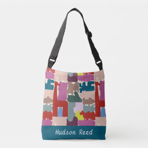 Colorful Safari Animals Pattern Kids & Baby Custom Crossbody Bag