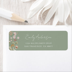 Colorful Sage Green Wildflower Return Address