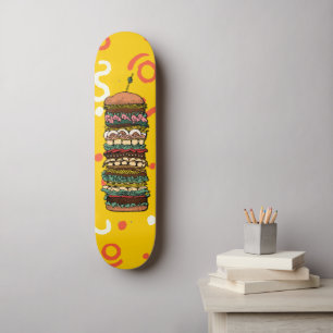 Colorful Sandwich Stack Artwork Skateboard