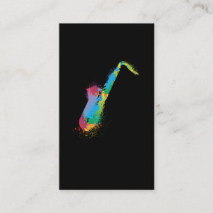 Colorful Saxophone Retro Music Lover Saxophonist Business Card