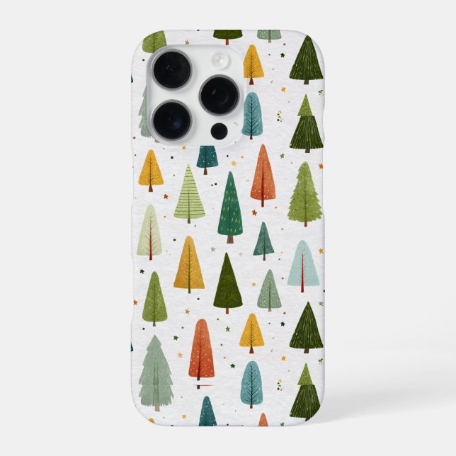 Colorful Scandinavian Style Christmas Tree Pattern iPhone Case (Back)
