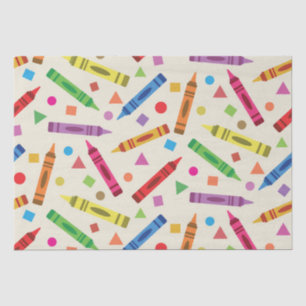 Colorful School Crayons with Shapes Pattern Tissue Paper