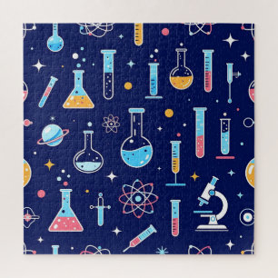 Colorful Science Lab Pattern Modern Chemistry  Jigsaw Puzzle