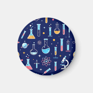Colorful Science Lab Pattern Modern Chemistry Magnet