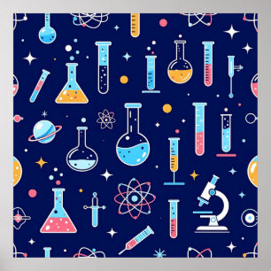 Colorful Science Lab Pattern Modern Chemistry  Poster