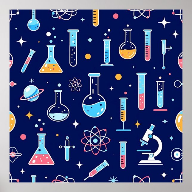 Colorful Science Lab Pattern Modern Chemistry  Poster (Front)