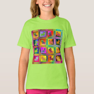 Colorful Scottish Terriers with Plaid Pattern T-Shirt