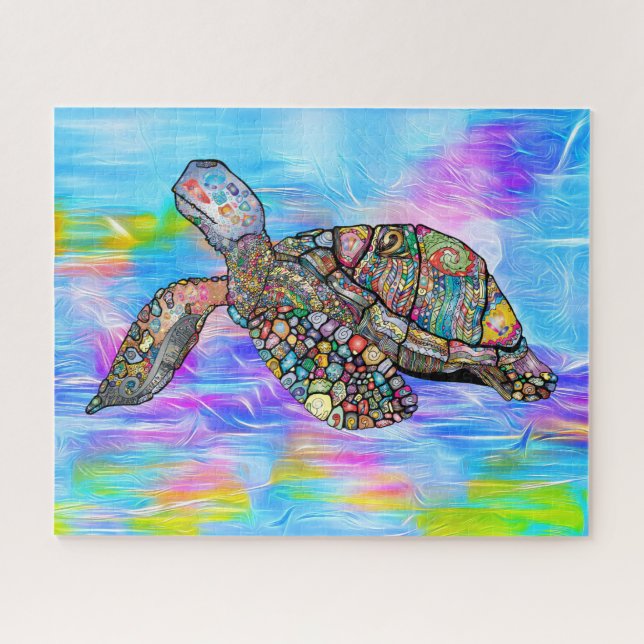 Colorful Sea Turtle | Custom Jigsaw Puzzle (Horizontal)