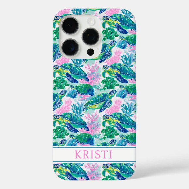Colorful Sea Turtles Monogrammed  Case-Mate iPhone Case (Back)