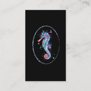 Colorful Seahorse Illustration Underwater Art Business Card