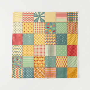 Colorful seamless patchwork pattern with abstract  tapestry