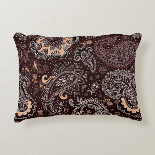 Colorful seamless pattern in paisley style. Vintag Accent Pillow