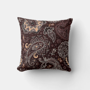Colorful seamless pattern in paisley style. Vintag Throw Pillow