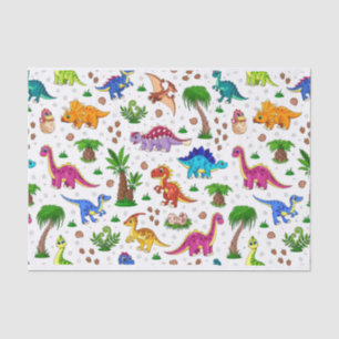 Colorful Seamless Pattern Jurassic Dinosaur Tissue Paper