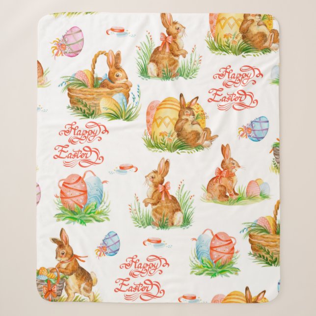 Colorful seamless pattern with spring easter conce sherpa blanket (Front)