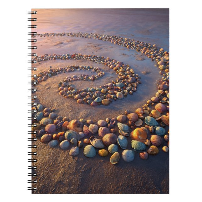 Colorful Seashell Spiral Beach Notebook (Front)