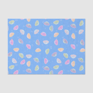 Colorful Seashells Pattern Light Blue Tissue Paper