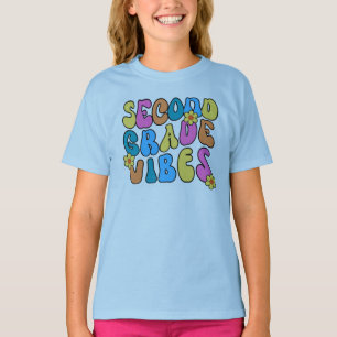 Colorful Second Grade Vibes Back to School Retro T-Shirt
