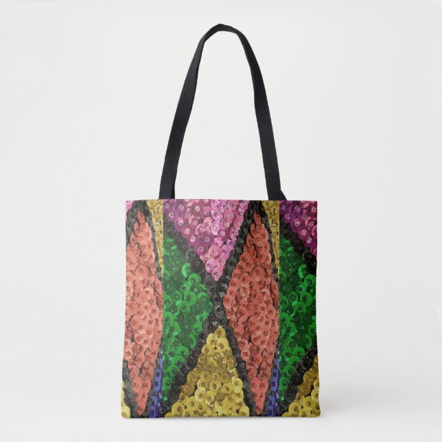 Colorful Sequins Bling Pattern Tote Bag (Front)