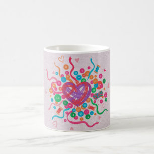Colorful Sewing Heart Pattern – Handmade Craft Lov Coffee Mug