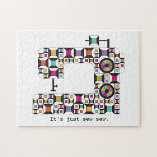 Colorful Sewing Machine Quilt Pattern Jigsaw Puzzle
