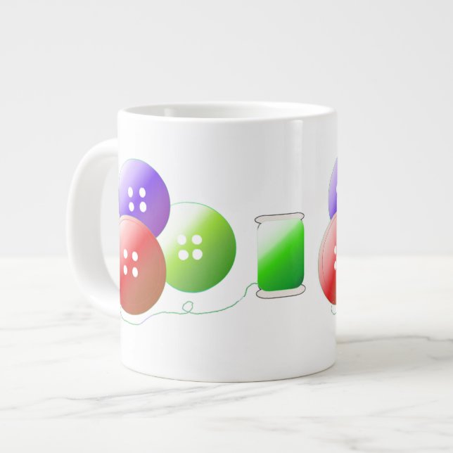 Colorful Sewing Notions Large Coffee Mug (Front Left)