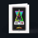 Colorful Shabbat Shalom Menorah In Magen David Card<br><div class="desc">To delight recipients, send this most-colorfully lit and tall menorah within a multi-hued Magen David, which is artistically declaring Shabbat Shalom in a new and unique manner! ~ karyn</div>