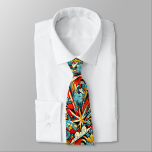 Colorful Shapes Intertwined in Abstract Style Tie