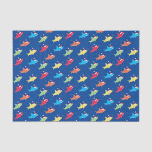 Colorful Sharks Santa Hat Dots Christmas Holiday Tissue Paper
