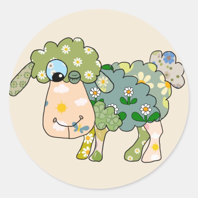 colorful sheep classic round sticker (Front)