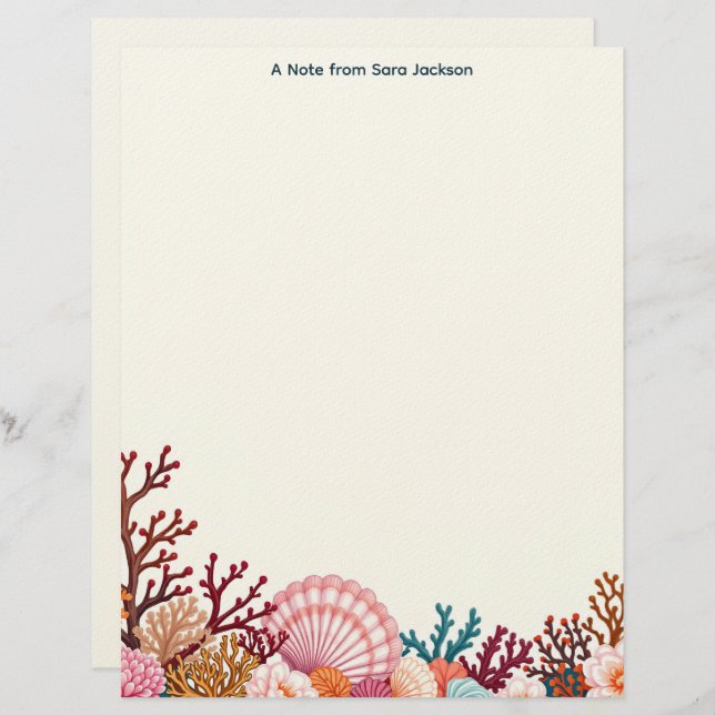 Colorful Shell Border Stationery Paper (Front/Back)
