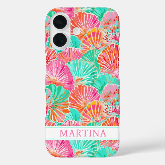 Colorful Shells Monogrammed Case-Mate iPhone Case (Back)