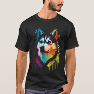 Colorful Siberian Husky Face Painting  Animals Dog T-Shirt