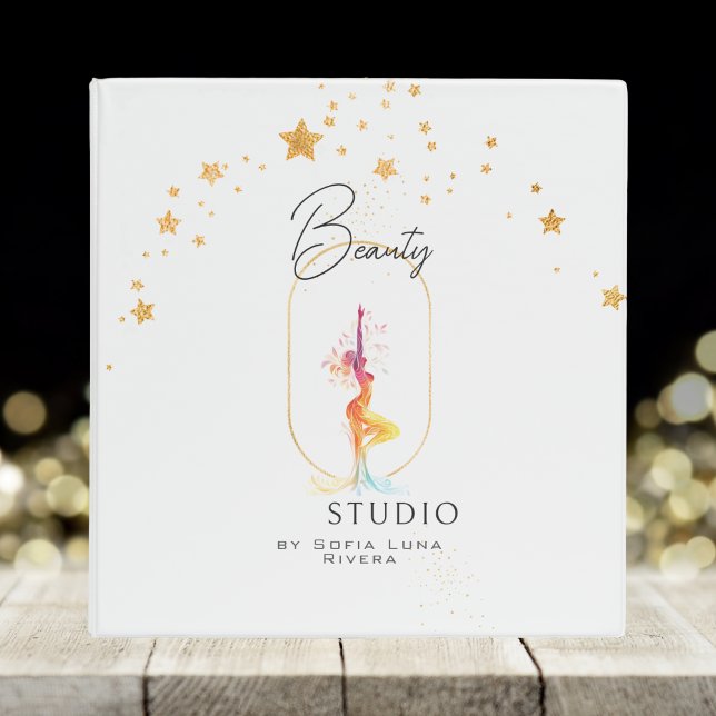 Colorful Silhouette Gold Beauty Spa Wellness  Binder (Silhouette Gold Frame Beauty Spa Wellness 3 Ring Binder)