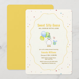 Colorful Silly Goose Balloon Gift Baby Shower Invitation