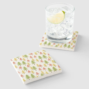 Colorful Simple Rustic Forest Pinetree Art Pattern Stone Coaster
