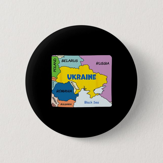 Colorful Simplified Ukraine Map  2 Inch Round Button (Front)