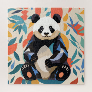 Colorful Sitting Panda Bear Matisse Inspired Jigsaw Puzzle