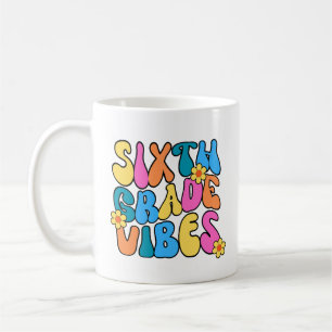 Colorful Sixth Grade Vibes– Back to school Retro Coffee Mug
