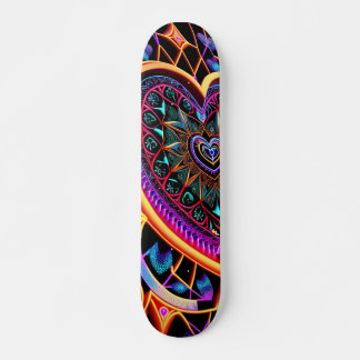 Colorful Skate Heart Mandala Skateboard