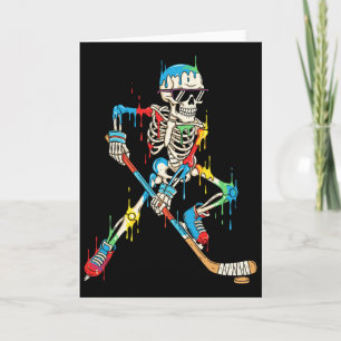 Colorful Skeleton Hockey Ice Cream Drip Player Card
