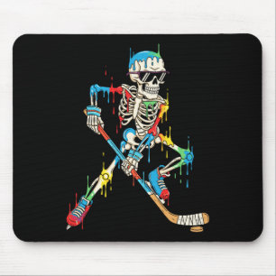 Colorful Skeleton Hockey Ice Cream Drip Player  Mouse Pad