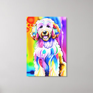 Colorful Sketch Happy Goldendoodle Dog Canvas Print