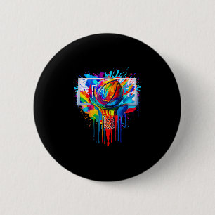 Colorful Sketll Ll Tie Dye Splatter Slam Dunk Hoop 2 Inch Round Button