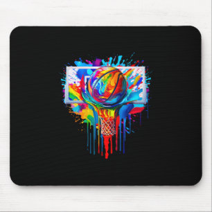 Colorful Sketll Ll Tie Dye Splatter Slam Dunk Hoop Mouse Pad