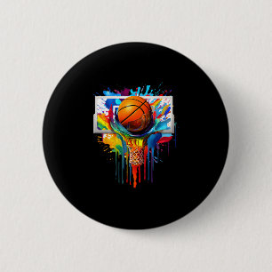 Colorful Sketll Tie Dye Color Splash Hoop Net Slam 2 Inch Round Button