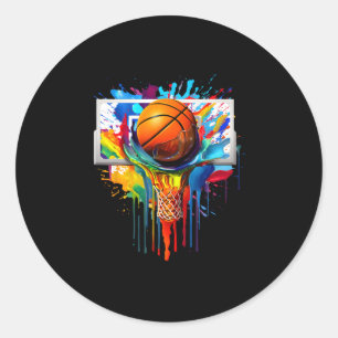 Colorful Sketll Tie Dye Color Splash Hoop Net Slam Classic Round Sticker
