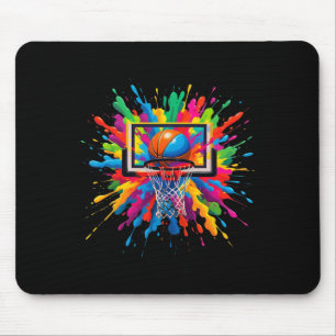 Colorful Sketll Tie Dye Hoop Net Slam Dunk Splash Mouse Pad
