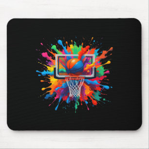 Colorful Sketll Tie Dye Hoop Net Slam Dunk Splash  Mouse Pad